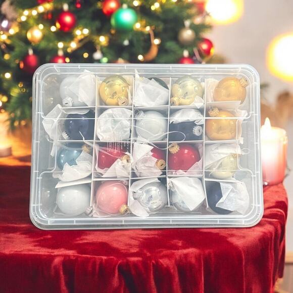 IKEA VINTERFINT (Store Display) 40 Ornaments 2 1/4"  with Plastic Container - Picture 1 of 5